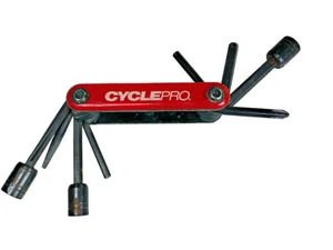 Vintage CYCLEPRO Bicycle Multitool - 9 in 1 Compact Bike Repair Tool - RED RARE - Picture 1 of 8