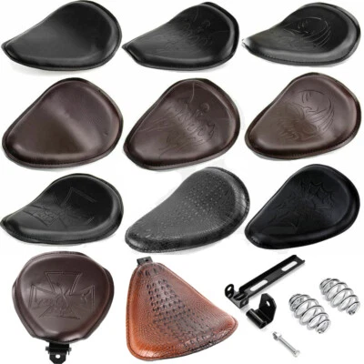 Asiento con soporte estilo solitario de resorte de 3" para motocicleta Harley Sportster Chopper Bobber Foto 1 de 4