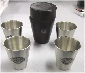 Harley Davidson neuer Lederbecher mit 4 Stahl Schusshaltern 1,5 Unzen 97850-03B - Bild 1 von 6