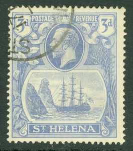 SG 101c Sant'Elena 1922-37. 3d blu brillante, varietà fessura roccia. Usato molto bene... - Foto 1 di 1