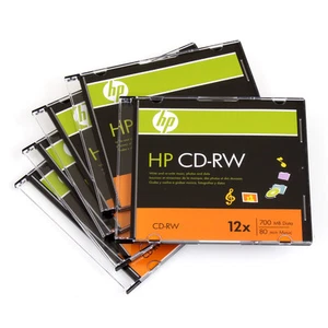 25 Pieces HP Logo 12X CD-RW CDRW ReWritable Blank Disc 700MB in Slim Jewel Case - Picture 1 of 6