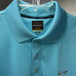 Greg Norman Play Dry Herren M Kurzarm Golf Poloshirt Blau Five Iron - Bild 1 von 4