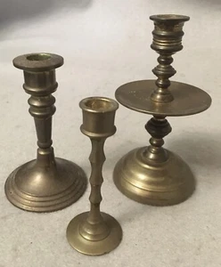 3 Vintage Kerzenständer gedrechselt Messing - Bild 1 von 4