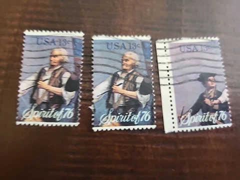 3 Se-tenant Spirit of '76 - 13 Cent Used Stamps Cover