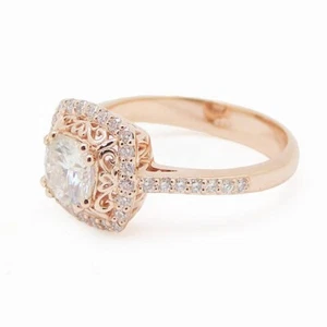 1.47 Ct Cushion Cut Lab Created Diamond Engagement Ring 14k Solid Rose Gold - Picture 1 of 8