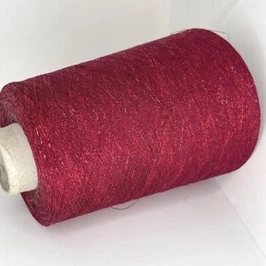 Red VISCOSE LUREX GLOSSY Yarn on Cone SUPER LACE WEIGHT Luxury Knitting - Picture 1 of 4