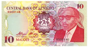 Lesotho ... P-11a ... 10 Maloti ... 1990 ...  Auswahl *UNC*😃 Präfix "R" - Bild 1 von 2