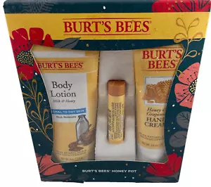 Burt's Bees Honey Pot Body Lotion Hand Cream Lip Balm Gift Set Lotion Pack - Picture 1 of 4