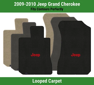 Alfombrillas delanteras Lloyd Classic Loop para Jeep Grand Cherokee '09-10 con Jeep rojo sobre negro Foto 1 de 4
