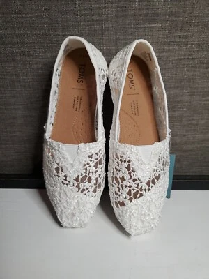 Nuevo con etiquetas Toms Blanco Encaje Mini Floral Belmont Pisos Boda Talla 6.5 Foto 1 de 4