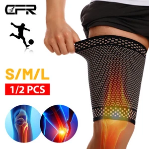 Copper Thigh Leg Support Hamstring Quadriceps Wrap Groin Quad Braces Compression - Picture 1 of 14