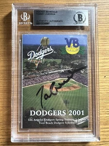 2001 Tommy Lasorda Signed Vero Beach Dodgers Spring Training Pocket Schedule BAS - Picture 1 of 2