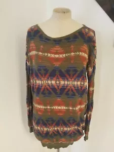 Denim & Supply Ralph Lauren Talla S Sudadera Túnica Vestido Estampado Azteca Para Mujer - Imagen 1 de 6