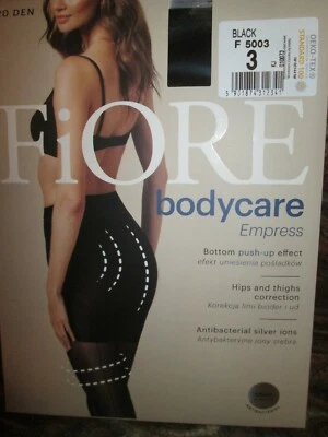 FIORE BODYCARE EMPRESS BACKSEAM BOTTOM PUSH-UP TIGHTS SILVER IONS BLACK 3 SIZES - Imagem 1 de 4