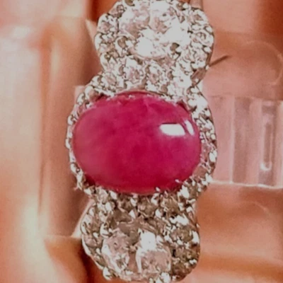 Ruby 1.53 Ct. Natural  Ruby 8 X 6 mm Oval Shape Cabochon Loose Stone Gemstone - Image 1 of 4