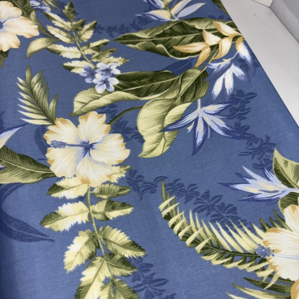 Tecido Freeport verão indoor outdoor azul havaiano hibisco 2 jardas X 54” - Imagem 1 de 4