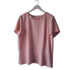 NWT Talbots Peplum Top Polyester Blend Textured Short Sleeve Blouse Pink Size 18 - Picture 1 of 11