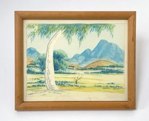 THERESE RYDER AUSTRALIAN ABORIGINAL HERMANNSBURG WATERCOLOUR LANDSCAPE PAINTING - Picture 1 of 6
