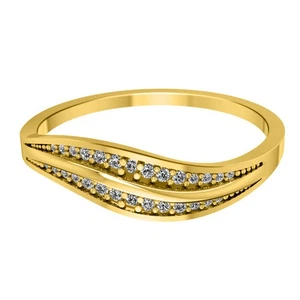 0,08Kt 100% Natürlich Weiß Diamant IGI Zertifiziert Damen Ring Im 585er Gelbgold - Picture 1 of 4