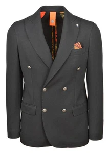 BHARNABA uomo giacca blazer doppiopetto stretch nero GABON GKS907 - Picture 1 of 5