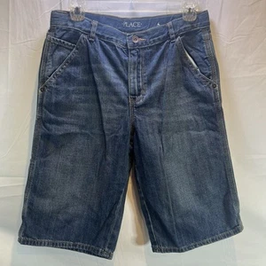 Boys Jean Shorts Children’s Place Size 14 NWT Denim Dark Wash Cargo Pocket - Picture 1 of 5