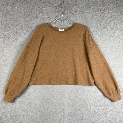 BKE пряжка свитер женщин M коричневый укороченный длинным рукавом пуловер мягкий удобный уютный - Изображение 1 из 4