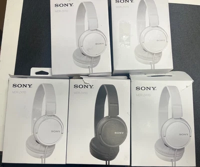 Sony MDR-ZX110 Wired Over Ear Headphones Black 1 & White 4 Lot of 5 - Image 1 of 4