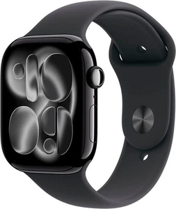 Apple Watch 11 GPS Alu Jetblack 46mm Black Silicon Band, TOP Zustand - Bild 1 von 2