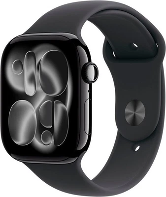 Apple Watch 11 GPS Alu Jetblack 46mm Black Silicon Band, NEU Sonstige - Bild 1 von 2