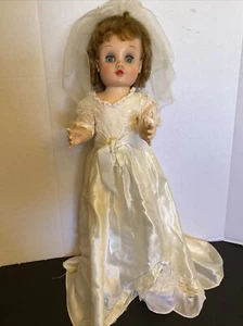 Vintage 24 "Hartplastik Braut Puppe 50er Jahre bewegen Kopf Beine bewegen - Bild 1 von 17