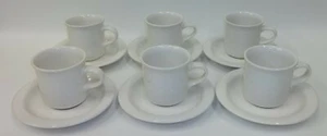 6 Pfaltzgraff Basic Simply All White Stoneware Dishes Cup & Saucer Sets - Picture 1 of 2