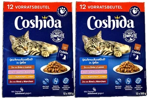 24x 100g Coshida Katzennahrung Menü in Gelee ENTE, LAMM, HÄHNCHEN, RIND, LACHS