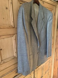 corneliani sport coat navy beige plaid two button ventless 44 L - Picture 1 of 12