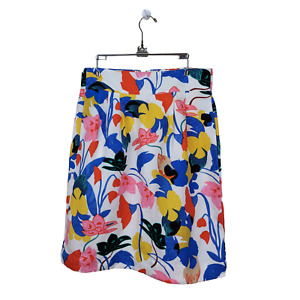 J. Crew Women's Pintucked Linen Blend Knee Length Skirt in Morning Floral Sz 4