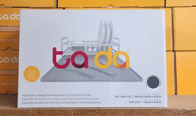 Estante para platos compacto de aluminio Tada con alfombrilla DrySmart de silicona juego de 2 piezas a prueba de óxido Foto 1 de 4