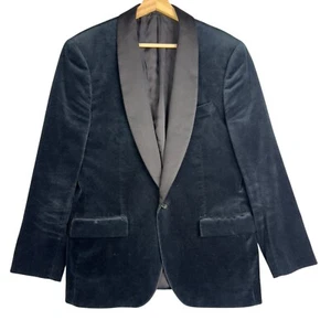 J. Crew Ludlow Blue Velvet Tuxedo Mens Blazer Smoking Jacket Satin Shawl Sz 40R - Picture 1 of 6