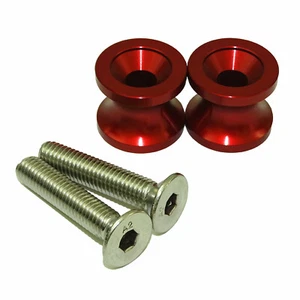 10mm Swingarm Spools Red For KAWASAKI ZZR600 ZRX 1100 1200 ER 6N 6F Z1000 ZX14 - Picture 1 of 4