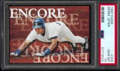 PSA 10 - 1997 Fleer #703 Derek Jeter - ENCORE - New York Yankees HOF - Image 1 of 2