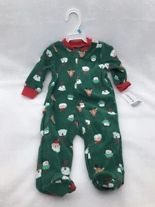 Carters Unisex Size 6M Sleeper Long Sleeve Santa Christmas Fleece Footed Zip Up - Imagen 1 de 6