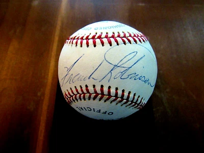 FRANK ROBINSON TC REDS ORIOLES HOF SIGNED AUTO VINTAGE SPALDING BASEBALL JSA - Image 1 of 4