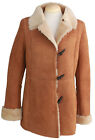 Ladies Anna Suede Sheepskin Coat - Sheepskin Jacket In Tan