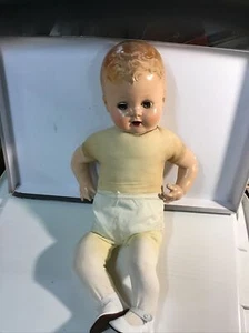 "Muñeca de tela y composición vintage/antigua sin marca 22""" - Imagen 1 de 12