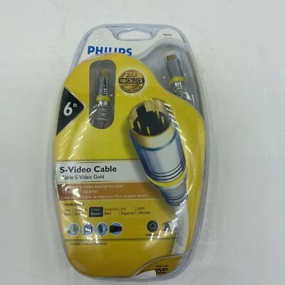 New Philips 24K Gold S-Video 6' Patch Cable M62791 Lifetime Warranty DVD Player - Image 1 of 4