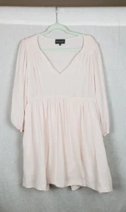 Michael Stars Dress L Pale Pink Gauze Lined Boho Peasant Babydoll Casual Flowy - Picture 1 of 8
