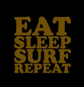Eat Sleep Surf Repeat Vinyl Sticker decal GOLD GLOSS 10 x 10 cm - Picture 1 of 2