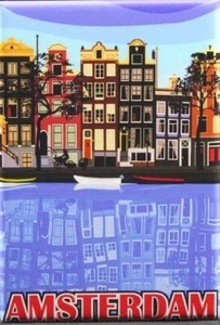 N203 Amsterdam Vintage Travel Poster Nice Fridge Magnet - Picture 1 of 1