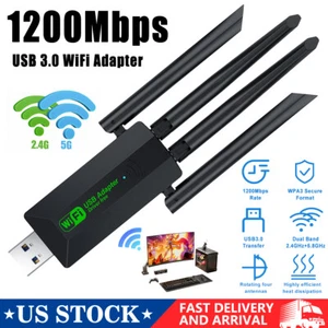 1200Mbps WiFi USB 3.0 Dongle Signal Extender Wireless Internet Repeater Booster) - Picture 1 of 21