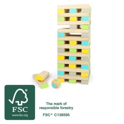 Wackelturm XXL „Active", extra groß, Stapelspiel, Stapelturm aus Holz - Bild 1 von 4