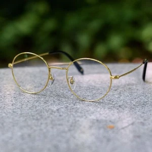 Gold Titanium eyeglasses frame men pure titanium Round glasses silver eyeglasses - Picture 1 of 10