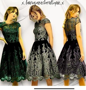 Chi Chi SIZE 18 Dark Navy with Silver Detail Bardot Midi Dress Stunning. BNWT. - Picture 1 of 11